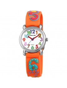 Watch with large colored numbers Excellanc orange silicone strap