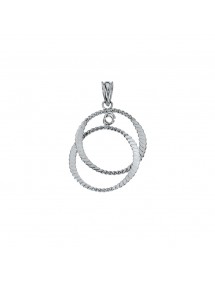 Pendentif 2 cercles ciselés en Argent Massif