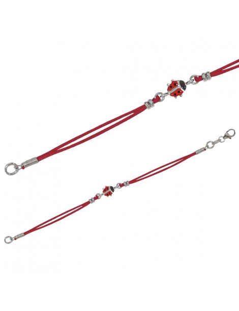 Bracelet cordon avec coccinelle rouge en argent rhodié 3180338 Suzette et Benjamin 29,90 €