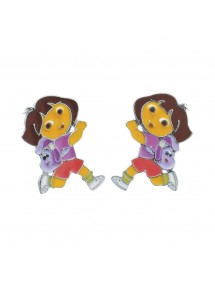 DORA L'Exploratrice enamel and rhodium-plated sterling silver earrings 3131079 Dora l'exploratrice 19,90 €