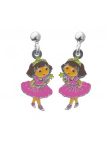 DORA PRINCESSE pendant earrings in rhodium silver and enamel 3131077 Dora l'exploratrice 19,90 €