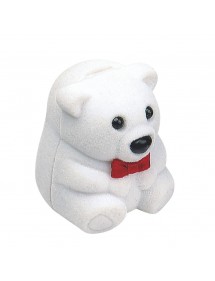 teddy bear jewelry box with red bow in white velvet 700676 Laval 1878 4,50 €