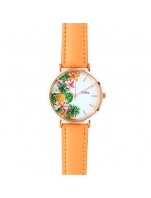 Montre Lutetia cadran motif ananas et bracelet synthétique couleur corail 750138 Lutetia 59,90 €