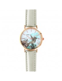 Lutetia watch with bird motif dial and synthetic silver strap 750137 Lutetia 38,00 €