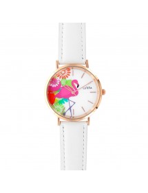 Lutetia flamingo motif watch, white synthetic strap 750141 Lutetia 29,90 €