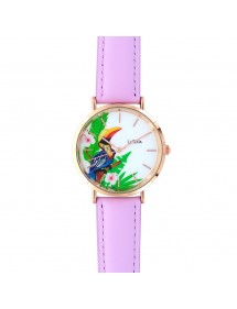 Lutetia watch with toucan pattern dial and purple synthetic strap 750140 Lutetia 38,00 €