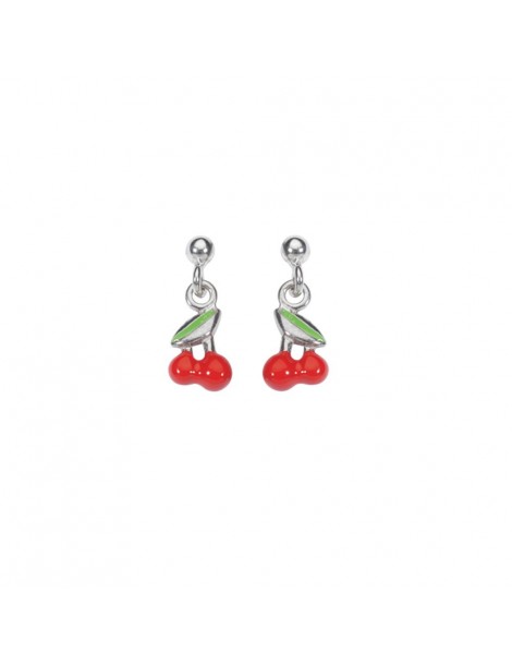 Earrings red cherry shaped earrings rhodium silver