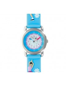 "Ice skater" girl's watch, metal case and sky blue silicone strap 753987 DOMI 29,90 €