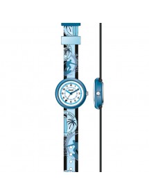 Montre enfant "surf-beach" boîtier métal et bracelet plastique bleu