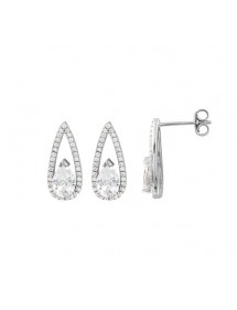 Rhodium silver earrings with white oxide, zirconium oxide drop 313227 Laval 1878 29,90 €