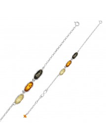 Infinity bracelet adorned with 3 oval amber stones with rhodium silver frame 31812700RH Nature d'Ambre 49,90 €