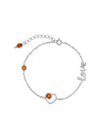 Liebe Herz Armband mit Cognac Bernstein Steinen und Rhodium Silber 31812801 Nature d'Ambre 48,00 €