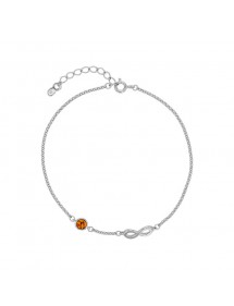 Bracelet pierre ambre couleur miel et signe infini ajouré en argent rhodié 31812799 Nature d'Ambre 29,90 €