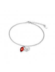 Bracelet argent rhodié pampilles Ambre forme amande et feuille Ginkgo 31812798 Nature d'Ambre 54,00 €