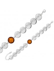 Round bracelet in Amber and rhodium silver with grooves 31812797 Nature d'Ambre 209,00 €