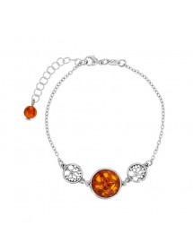 Trees of life bracelet with round stone in Amber and rhodium silver 31812803 Nature d'Ambre 89,90 €