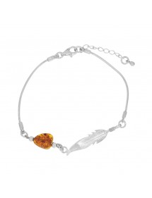 Amber bracelet with rhodium silver feather, snake link 31812562RH Nature d'Ambre 59,90 €