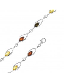 Silber-Armband und durchbrochene Links mit Bernstein-Set Steine 3180460 Nature d'Ambre 75,00 €