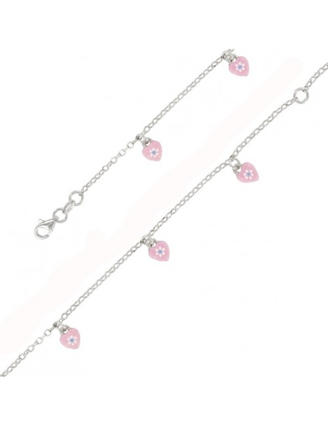 BRACCIALE PER BAMBINA ROSA CON CUORI