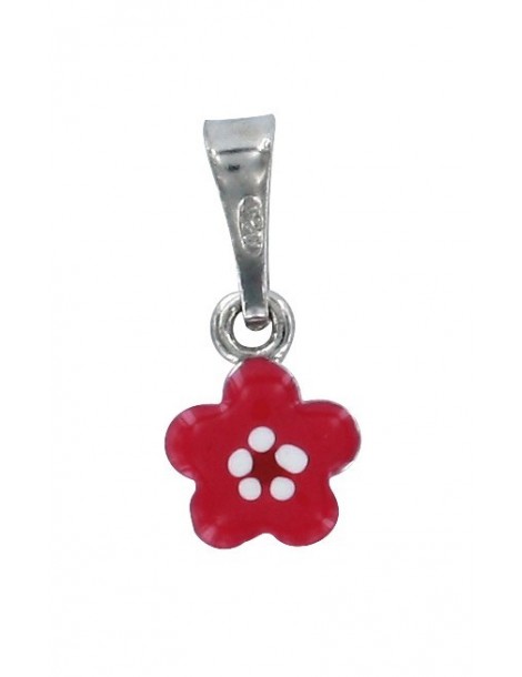 Pendentif fleur fuchsia en argent rhodié