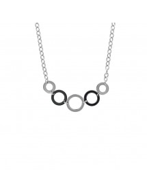 Collier de cercles argentés et noirs en acier 31710402 One Man Show 52,00 €