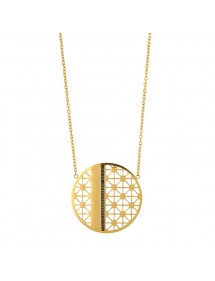 Collier Acier doré avec pendentif rond ajouré orné de cristaux noirs 317682 One Man Show 36,00 €