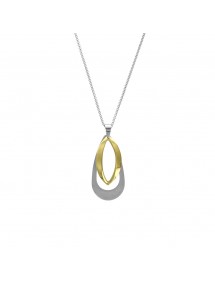 Collier forme ovale double en acier et acier doré