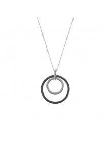 Collier acier One Man Show orné d'un grand cercle céramique noire et d'un petit en acier 31710252 One Man Show 22,00 €