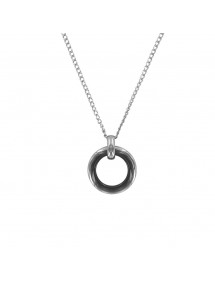 Steel necklace with a round in black ceramic and steel 31710114N One Man Show 16,00 €