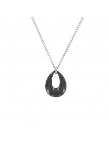 Collier One Man Show en forme de goutte d'eau creuse en céramique noire et acier 31710113N One Man Show 18,00 €