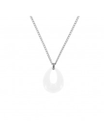 Collier en forme de goutte d'eau creuse en céramique blanche et acier 31710113B One Man Show 39,90 €