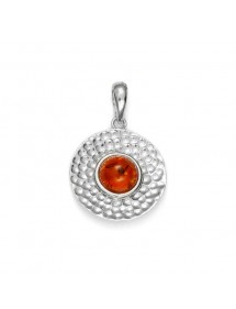 Pendentif rond ambre et argent rhodié effet martelé 31610558 Nature d'Ambre 54,90 €