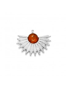 Pendentif demi-soleil pierre ronde ambre et argent rhodié 31610536 Nature d'Ambre 59,90 €