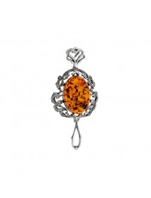 Pendentif armature style baroque pierre Ambre et argent rhodié 31610527 Nature d'Ambre 126,00 €