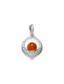 Pendentif pierre Ambre avec armature motif baroque argent rhodié 31610549 Nature d'Ambre 34,00 €