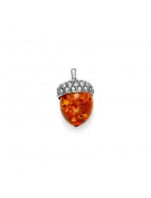 Pendentif gland en Ambre couleur cognac et argent rhodié 31610547 Nature d'Ambre 84,00 €