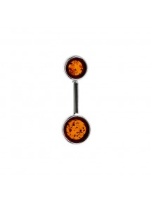 Pendentif allongé avec pierres d'Ambre cognac et argent rhodié 31610522 Nature d'Ambre 59,90 €