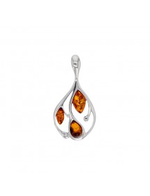 Pendentif forme feuille pierre Ambre cognac et armature en argent rhodié 31610546 Nature d'Ambre 34,00 €