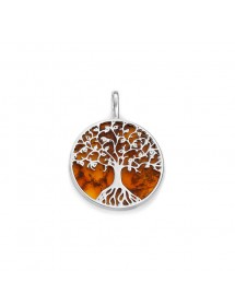 Pendentif rond Arbre de vie en Ambre et argent rhodié 31610555 Nature d'Ambre 112,00 €