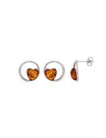 Boucles d'oreilles cercle argent rhodié orné d'un cœur en ambre 3130064 Nature d'Ambre 52,00 €