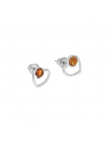 Boucles d'oreilles puces cœur en ambre et argent rhodié 3131641RH Nature d'Ambre 29,90 €