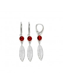 Boucles d'oreilles dormeuses petite boule Ambre cognac et plume en argent rhodié 31318226 Nature d'Ambre 54,90 €