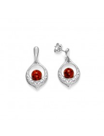 Boucles d'oreilles pierre Ambre avec armature motif baroque en argent rhodié 31318217 Nature d'Ambre 44,00 €