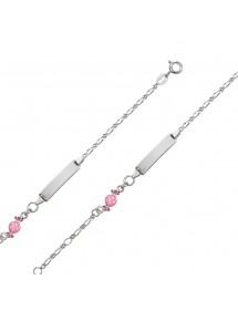 Armband Identität des Babys Rhodium Silber mit rosa Süßigkeiten 3180673 Suzette et Benjamin 39,90 €