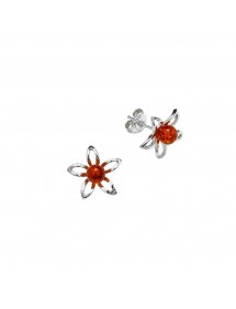 Orecchini a fiore in ambra e petali in argento rodiato 3130505 Nature d'Ambre 32,00 €