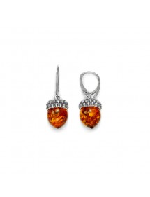 Orecchini ghianda in ambra cognac e argento rodiato 31318213 Nature d'Ambre 122,00 €