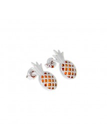 Orecchini traforati a forma di ananas in ambra e argento rodiato 31318209 Nature d'Ambre 42,90 €