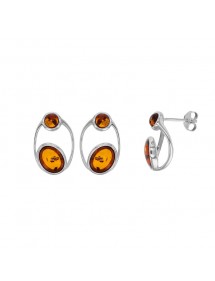 Boucles d'oreilles pierres d'Ambre cognac et argent rhodié 31318175 Nature d'Ambre 64,90 €