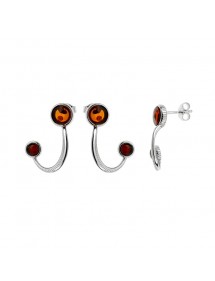 Boucles d'oreilles courbées et striées Ambre cognac et cerise, argent rhodié 31318176 Nature d'Ambre 52,90 €