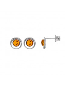 Boucles d'oreilles puces rondes en Ambre couleur miel et argent rhodié 31318214 Nature d'Ambre 29,90 €